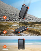 Power-Bank-Solar-Charger 45800mAh Fast Charging with 3 Built-in Cables LED Flashlight Portable External Battery Pack Compatible with All Smartphone, Tablet, Drone, Camera, etc.
