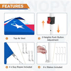 EAGLE PEAK Commercial Canopy 10x10 Pop Up Canopy Tent with 1 Sidewall, Easy Setup Heavy Duty Instant Event Shelter for Vendors & Markets, Outdoor Sun Shade, Tex Flag