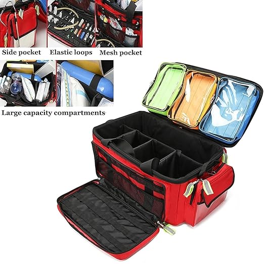 Portable First Aid Bag for Nurses Doctors,Rolling EMT with Wheels, Large Capacity Emergency Medical Backpack, Multi-Pocket Design, for Outdoor Hiking, Backpacking, Camping, Traveling