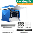 COBIZI Pop Up Gazebo Starry Sky Screen Tent Screen House with a mesh top for Camping, 12x12 Screen Room with Mosquito Netting, Hub Tent Instant Screened Canopy with Carrying Bag, Blue
