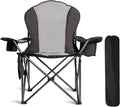Oversized Camping Chair Heavy Duty- Portable Folding Chair, Cup Holder & Waterproof Phone Case for Adults, Beach, Hiking, Backyard (Black & Light Gray, 1 PCS)