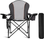 Oversized Camping Chair Heavy Duty- Portable Folding Chair, Cup Holder & Waterproof Phone Case for Adults, Beach, Hiking, Backyard (Black & Light Gray, 1 PCS)