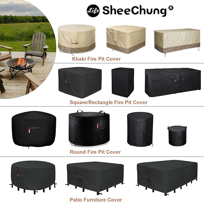 SheeChung Fire Pit Cover Round for Solo Stove Yukon 27"-29",Waterproof Smokeless Fire pit Cover,Outdoor Yukon Shelter 600D Polyester Cover,Fits for Gas/Table/Bowl Fire pits 29"D x 18"H