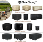 SheeChung Fire Pit Cover Round 32"Dx16"H,Fits 28",30",32" Fire Pit,Waterproof Heavy Duty 600D Polyester Fire Bowl Cover,Outdoor Gas Table firepit Cover Weather Resistant