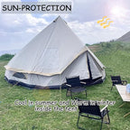 Bell Tent Set with Tent Tarp for 4 Season Camping, 300D Oxford Waterproof Yurt Tents with Porch and Top Stove Jack Living 4/6Person Family Tents