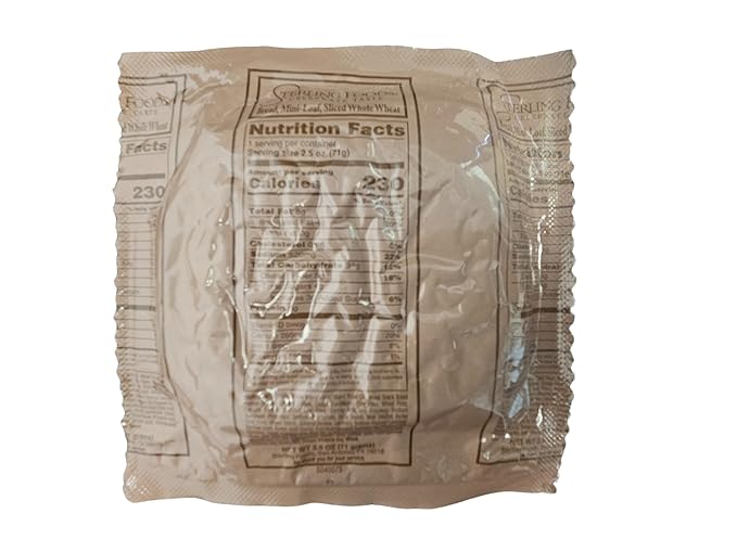 MRE (Meal Ready to Eat) BREADS - Authentic USGI US Military Ration Components - Many Bread Options to Choose from - Available in 3,6,12,24,48 and 100 Packs (24, Whole Wheat Bread)