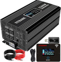 3500W Pure Sine Wave Inverter DC 12V to AC 120V, with Wireless LCD Remote Control, Hardwire Port, Fast USB, 30W Type-C for RV, Truck, Home, Camping, Upgraded from 3000 Watt Inverter