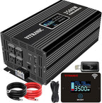 3500W Pure Sine Wave Inverter DC 12V to AC 120V, with Wireless LCD Remote Control, Hardwire Port, Fast USB, 30W Type-C for RV, Truck, Home, Camping, Upgraded from 3000 Watt Inverter