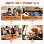 Toddler Travel Bed Sandwich Style - Portable Toddlers Floor Beds, Foldable Soft Foam Travel Crib for Baby and Kid, Washable Cover Toddler Cot with Safety Rail for Travel, Medium Size