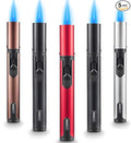 5 Pack Butane Torch Lighter, Urgrette 6-inch Refillable Pen Lighter Pencil Torch Lighter Adjustable Jet Flame Butane Lighter for Grill BBQ Candle Camping (Gas Not Included)