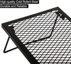 REDCAMP Folding Campfire Grill Heavy Duty Steel Grate, Portable Camp Fire Cooking Racks for Over Fire Pit