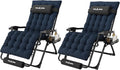 Amopatio Oversized Zero Gravity Chair, 29''W Reclining Camping Lounge Chair Upgraded Lock and Footrest, Cup Holder, Removable Cushion & Headrest Folding Patio Recliner for Relexing