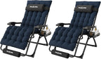 Amopatio Oversized Zero Gravity Chair, 29''W Reclining Camping Lounge Chair Upgraded Lock and Footrest, Cup Holder, Removable Cushion & Headrest Folding Patio Recliner for Relexing