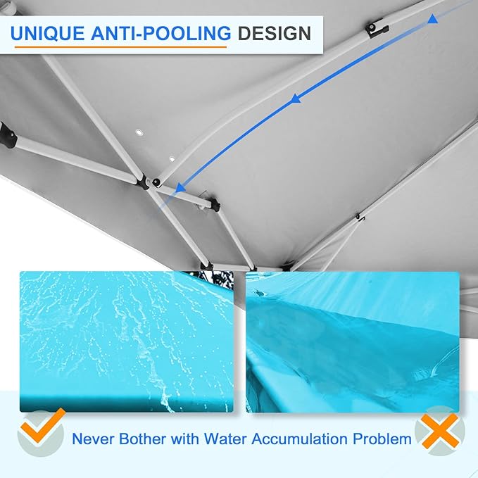 EAGLE PEAK Pop Up Canopy Tent with Wheeled Carry Bag, 8 Stakes, 4 Ropes, 4 Weight Bags, Easy Set Up Tent Canopy, 12x12 ft, 144sqft of Shade, Light Blue