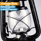 Vintage LED Hurricane Lantern, Warm White Battery Operated, Antique Metal Hanging With Dimmer Switch, 15 LEDs, 150 Lumen for Indoor or Outdoor Usage (Black)