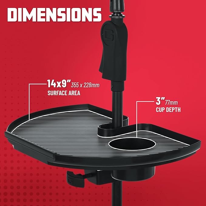 Gator Frameworks Clamp-On Microphone Stand Accessory Drink Holder with Guitar Pick Tab, Extra Large Tray, 14" x 9" (GFW-MICACCTRAYXL)