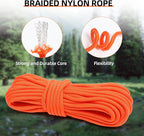 Nylon Rope, 1/4 inch 50FT Nylon Poly Rope Utility Cord Strong Polyester for Camping, Hiking, Clothesline, Tie, Flag Pole, Marine, Swing Outdoor & Indoor (6mm Orange)