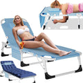 Slsy Folding Lounge Chairs Outdoor, Adjustable Sleeping Cot Chair, Portable Folding Bed Cot Chaise Lounge Chairs for Outside Beach Lawn Camping Pool Sun Tanning