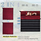 0 Degree Sleeping Bag Cotton Flannel Winter Cold Weather for Adults XXL Sleeping Bag 4 Season Big and Tall with Pillow Compression Sack