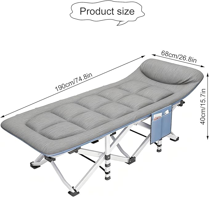 Ultralight Folding Tent Camping Cot Bed, Folding Bed with Mattress, 10-Foot Reinforced Support, No Installation, Portable Compact for Outdoor Travel, Base Camp, Hiking