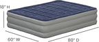 EMMA + OLIVER Inflatable Air Mattress - Queen Mattress, Flocked Top, Puncture Resistant, 18'' Thick, 650LB Capacity, Ideal for Camping, Guest Room, RV Travel, Plug-in Pump & Carrying Case Included