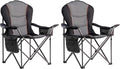 Large Camping Chair with Side Table Heavy Duty 500LBS - Folding Outdoor Chair with Cooler Bag (Black & Gray, 2 PCS)