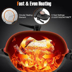 Giantex Electric Grill Indoor Outdoor, Non-stick Grill Griddle Plate, 3 Cooking Zones, Temperature Control, Drip Tray, 1350W 200sq.in BBQ Grill for Balcony Apartments Backyard Party Camping (Red)