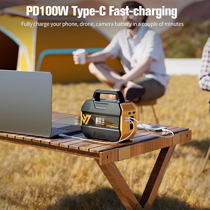 VTOMAN FlashSpeed 300 Portable Power Station with 110W Solar Panel, 230Wh LiFePO4 Battery Generator for Home Blackout, Emergency, Camping (2 Separate Packages)