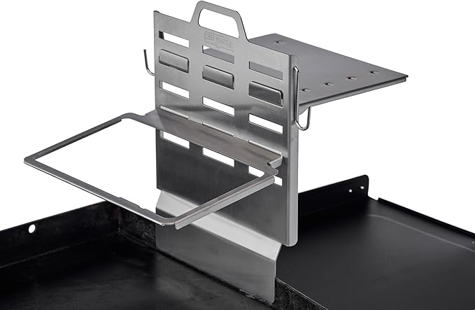 Chef Master Steam Pan Insert & Adjustable Griddle Shelf Set – Organizer & Condiment Holder for Utensils, Ingredients & BBQ Cooking - Grill Accessories for Outdoor Grill - 90260 & 90316