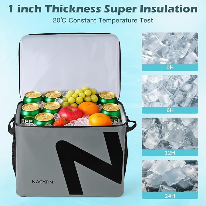 Cooler Bag, Large 5-Layer Leakproof Insulated Cooler with Bottle Opener, Removable Inner Liner Cooler Bag for Travel, Camping, Picnic, Paddle Board