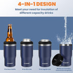 HAUSHOF 12 oz Can Cooler, 4 in 1 Insulated Stainless Steel Can Insulator, Fits for 12 oz Standard Can|12 oz Slim Can|12 oz Beer Bottle, Perfect for Camping, Beach, Picnic