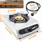 1Burner Propane Gas Cooktop,Camping Portable LPG Gas Stove, Auto Ignition Stainless Steel Countertop with regulator burner grate