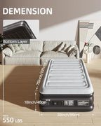 CHILLSUN 2026 Upgraded Twin Air Mattress with Built in Pump, 3 Mins Quick Self-Inflation Inflatable Airbed Puncture-Resistant, Leak-Proof Blow Up Mattress for Home Portable Camping Travel