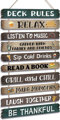 Tatuo Deck Rules Wooden Signs Funny Rules Signs Decorative Outdoor Regulations Plaque Wall Decor for Bar Campsite Cabin Tent Deck Sign Backyard Outdoors Home 11 x17 Inch