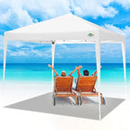 COBIZI 10x10 Pop Up Canopy Tent with 4 Sandbags, Easy Set Up Tent, Instant Outdoor Sun Shelter Canopy with 8 Stakes,4 Ropes&Carry Bag, Tents for Parties, Beach, Backyard,Camping(White)