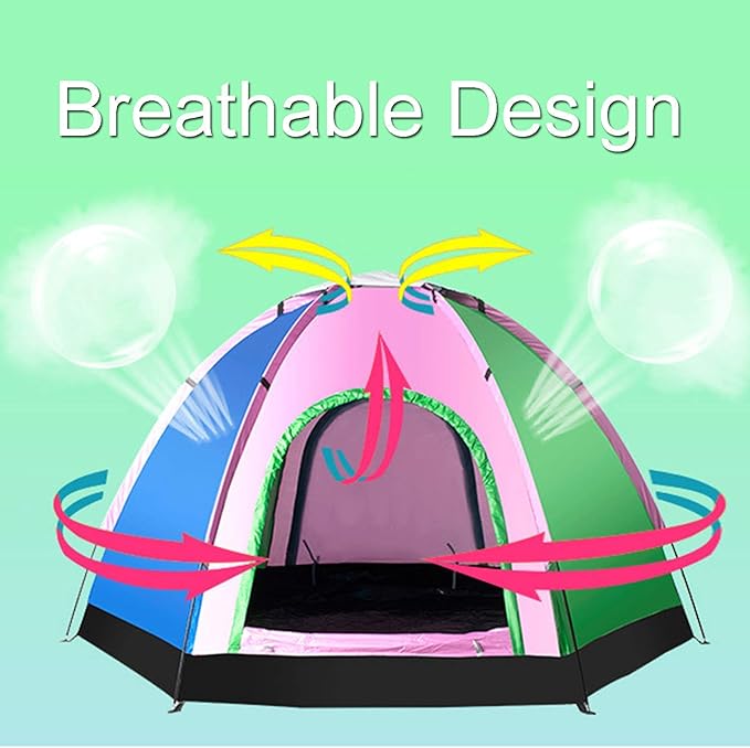 GeRRiT Family Tent with Awning, 2-6 Person Tunnel Tent, Outdoors Automatic Pop Up Beach Tent, Automatic Camping Backpacking Dome Shelter for Family, Festival, Hiking, Backpacking & Mountaineering
