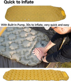 iClimb Ultralight Compact Sleeping Pad with Built-in Pump Inflatable Portable Air Mattress for Camping Backpacking Hiking (Yellow)
