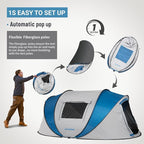 EchoSmile Instant Pop Up Camping Tent, 2/4/6 Person, Easy Setup Tent, Water Resistant Dome, Portable with Carry Bag