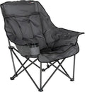 Lippert Big Bear Dark Grey Heated Folding Camping Chair with Power Bank, Two Heat Zones, 400-lb. Weight Capacity, 600D Polyester Fabric, High-Loft Cushioning, Zippered Carrying Bag - 2024043334