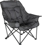 Lippert Big Bear Dark Grey Heated Folding Camping Chair with Power Bank, Two Heat Zones, 400-lb. Weight Capacity, 600D Polyester Fabric, High-Loft Cushioning, Zippered Carrying Bag - 2024043334