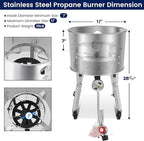 ARC Stainless Steel Single Propane Burner With 200,000BTU High-Output, Outdoor Stove Burner, Wheeled legs and 360° Windscreen, Ideal Outdoor Cooker Propane Burners For Turkey Fryer