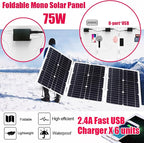 100W Monocrystalline Solar Panel Kit with Lightweight Inverter for RV, Camping, and Boat(Unique Colour,75W)