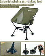 WildCall Lightweight Folding Camping Chair Compact Beach Chair with Anti-Sinking Large Feet