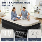 Outvita Twin Air Mattress with Built-in Pump, Foam Topper Inflatable Air Bed Quick Assembly Comfort Luxury Blow Up Sleeping Mat for Guests and Home, Camping, Travel, 650lbs Weight Capacity