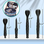 Tactical Spork, Tactical Spork Spoon Combo, 3 in 1 Tactical Camping Utensils, Camping Gear & Backpacking Gear, 1 Pack, Black