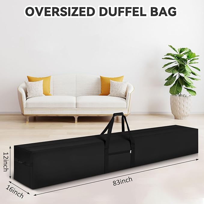 83 x 16 x 12 Inch, 260 L Extra Large Duffle Bag Camping Tent Storage Bag Heavy Duty Waterproof Sports Equipment Carrying Case for Tent Pole Travel Canopy Hammock Tripod Fishing Outdoor Moving