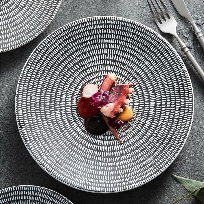 Camping Plates Ceramic Dinner Plate Creative Western Steak Pasta Frosted Special Hotel Tableware Decorative Plate(Medium)