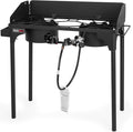 Propane Double Burner for Outdoor Cooking Two Camping Stove with Removable Windscreen and Detachable Legs Stand for Home Brewing, Camping, BBQ