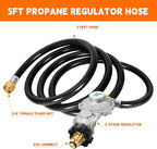 GasSaf 5FT 2 Stage Propane Regulator with Hose, 90 Degrees RV Propane Regulator for Dual Fuel Generator, RV, Camp Stoves, Gas Grills, Heaters - Standard POL Connection Fits 5-100 lb Propane Tanks