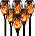 Walensee Solar Tiki Torches with Flickering Flame,96 LED Solar Torch Lights Outdoor Waterproof,43" Tall Super Larger Size Tiki Torches for Outside Garden Patio Yard, 6Pack